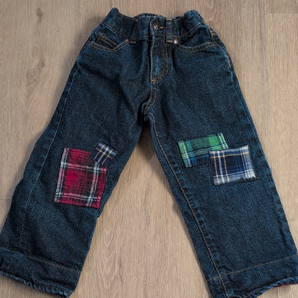Y2k OshKosh B'gosh Kids Denim Jeans with Plaid Patches